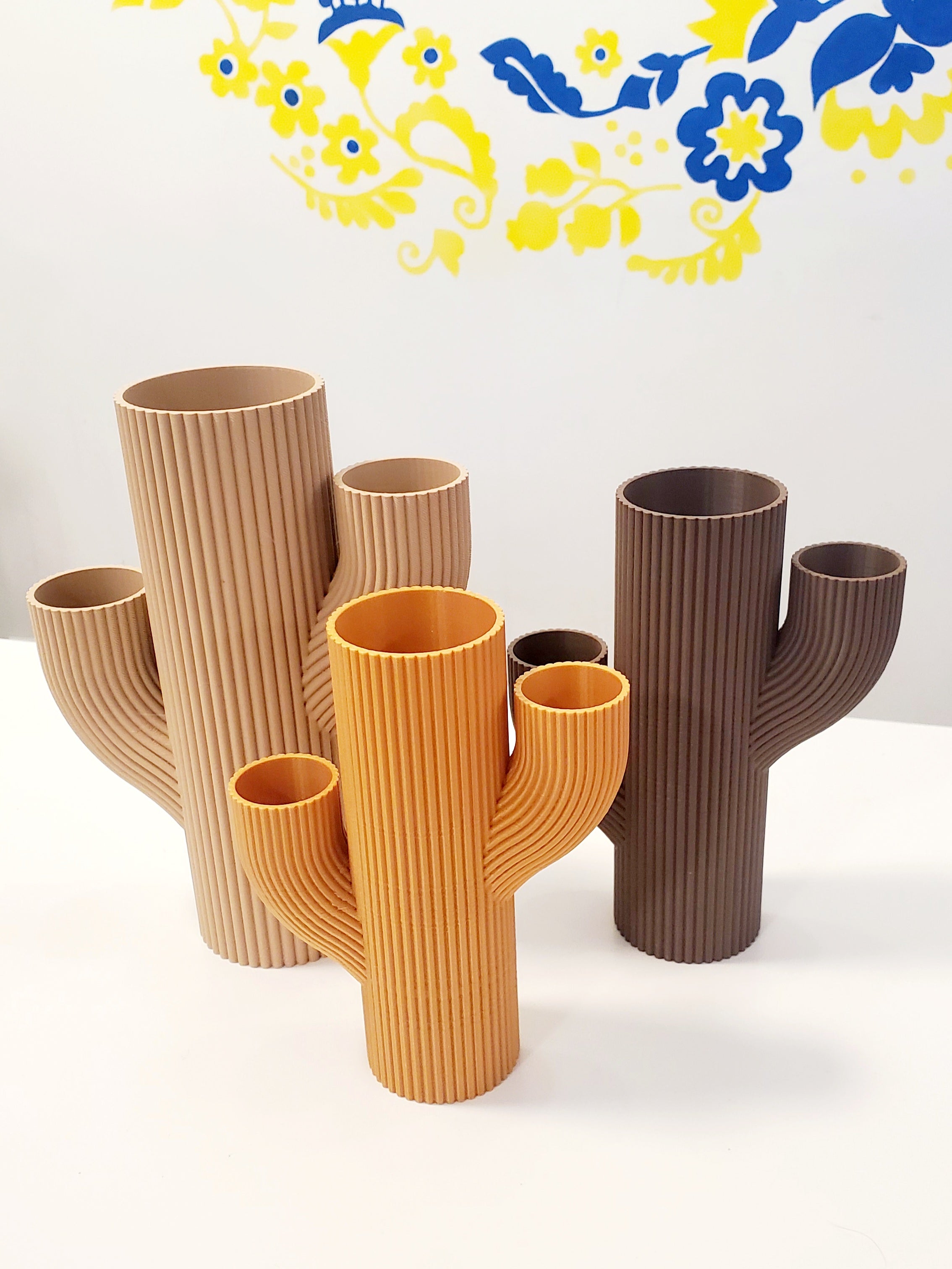3D Printed Vase Caktus (set 3 items)