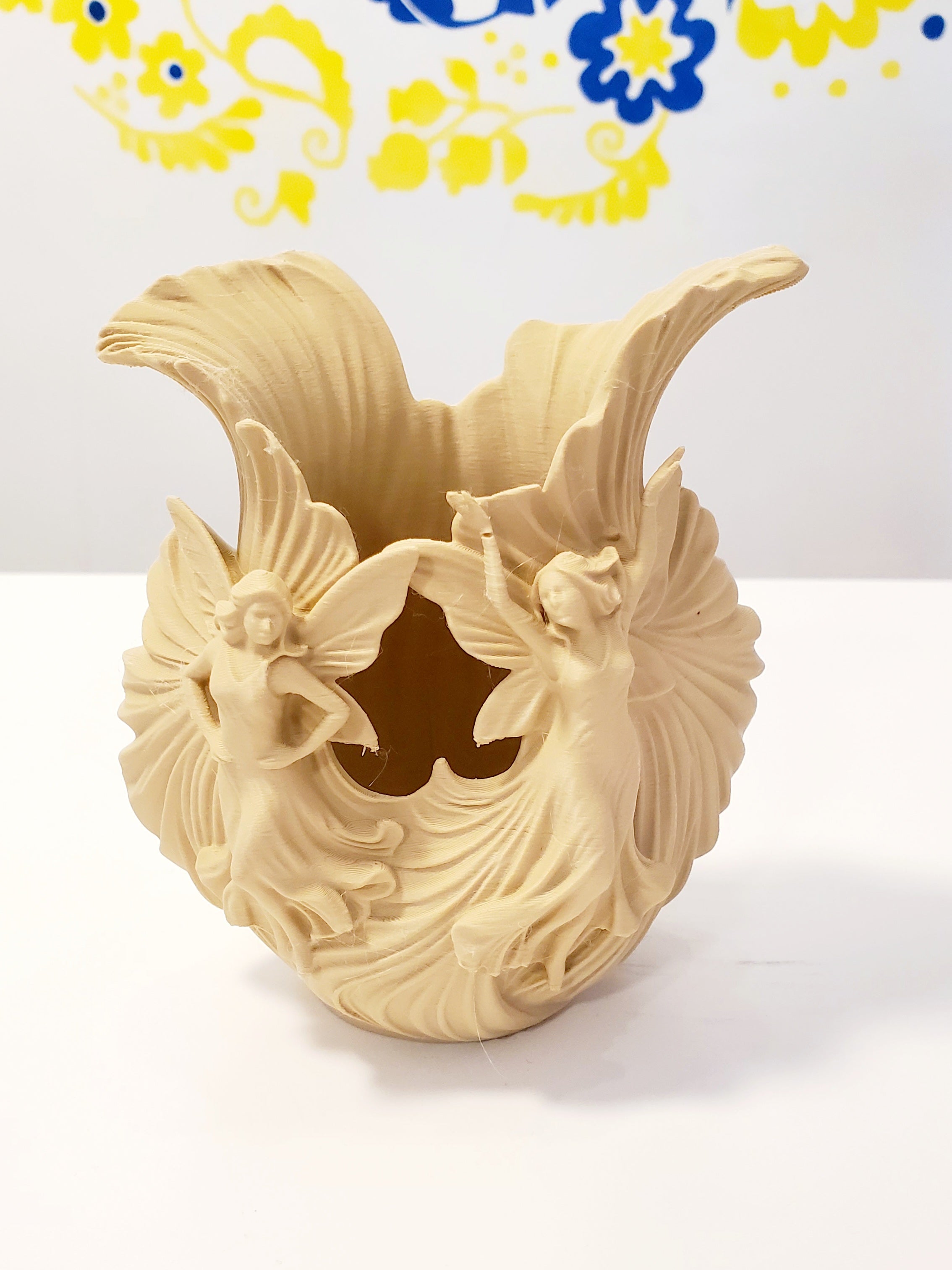 3D Printed Beige Vase 2 Girls Small