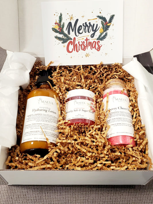 Gift set: body scrub, lotion, bath salt