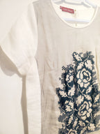 Linen Embroidered Women's T-shirt, Size M, Xl