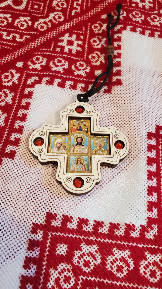 Car pendants cross wood small