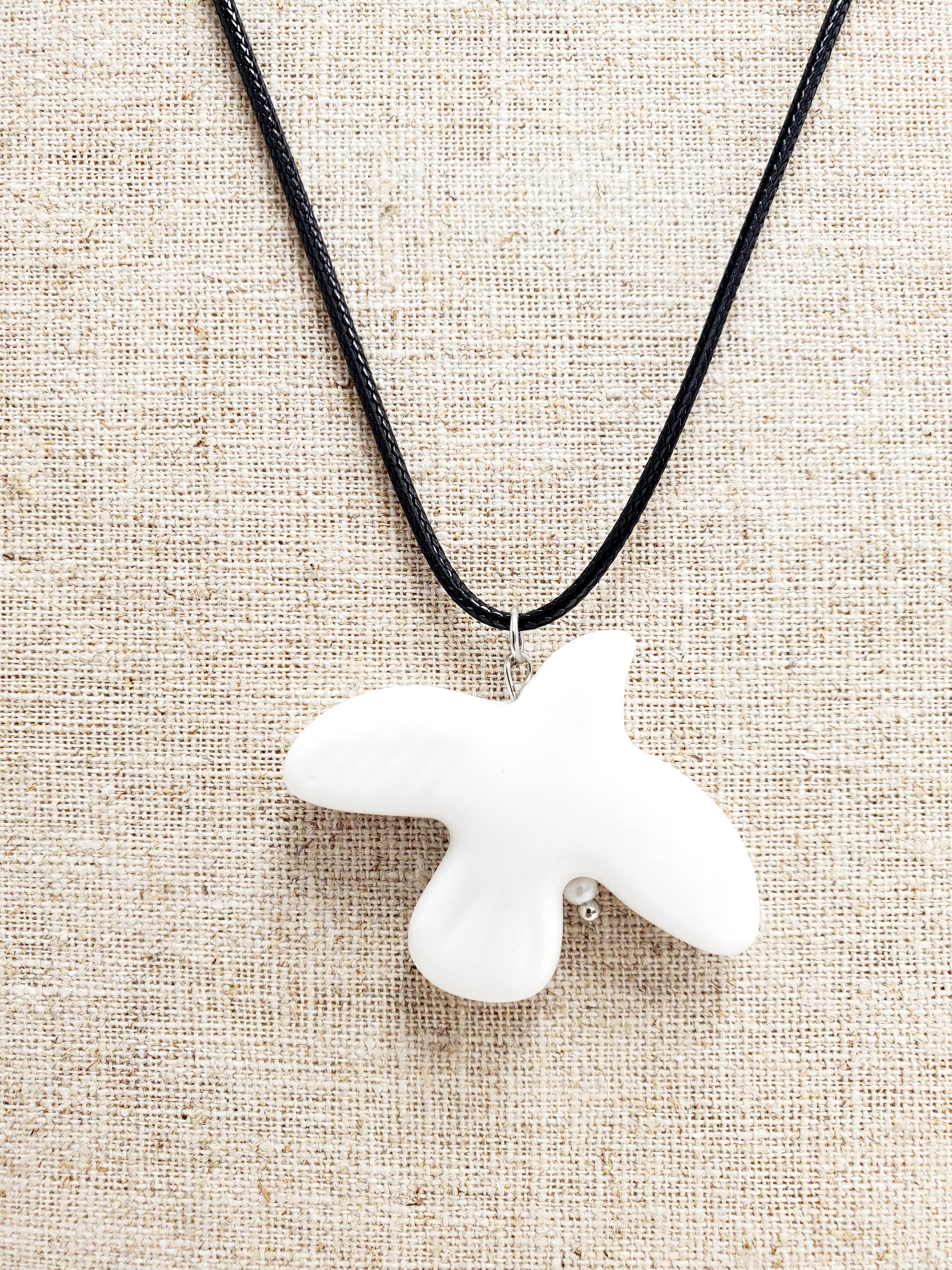 Necklace White Peace Dove Pendant  118 cm