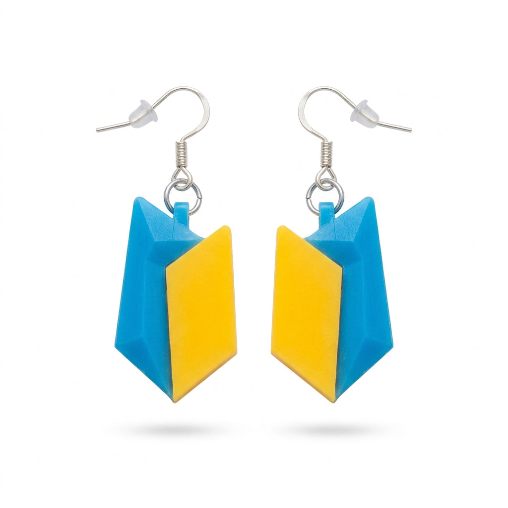 3D Printed Earrings (yellow/blue)