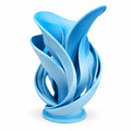 3D Printed Blue Vase Abstraction Large