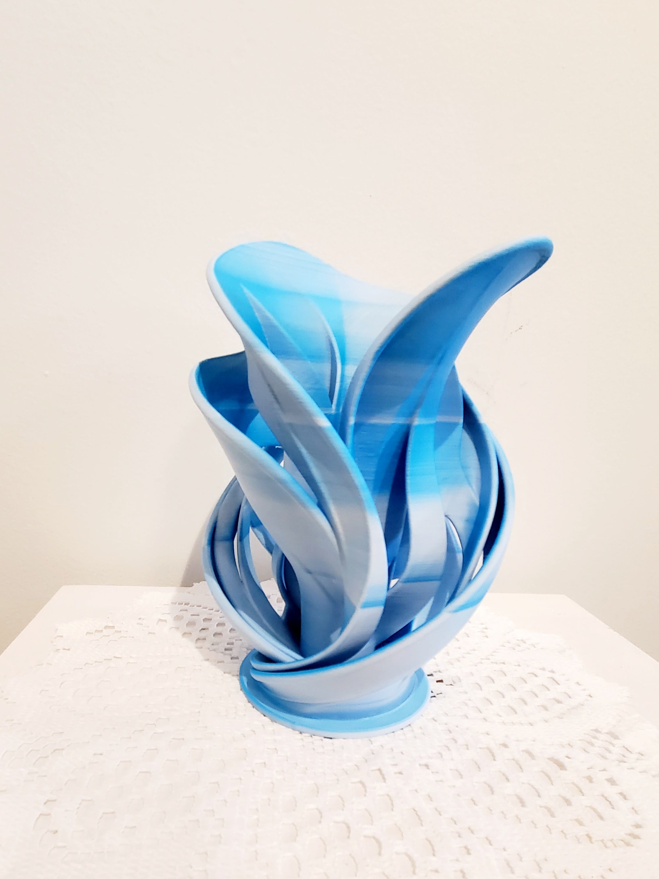 3D Printed Blue Vase Abstraction Large