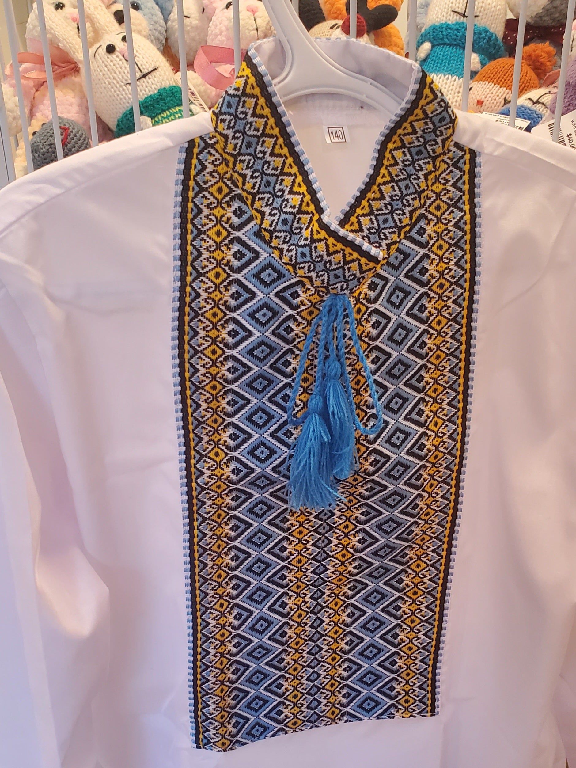 Embroidered children's shirt 140 blue/yellow