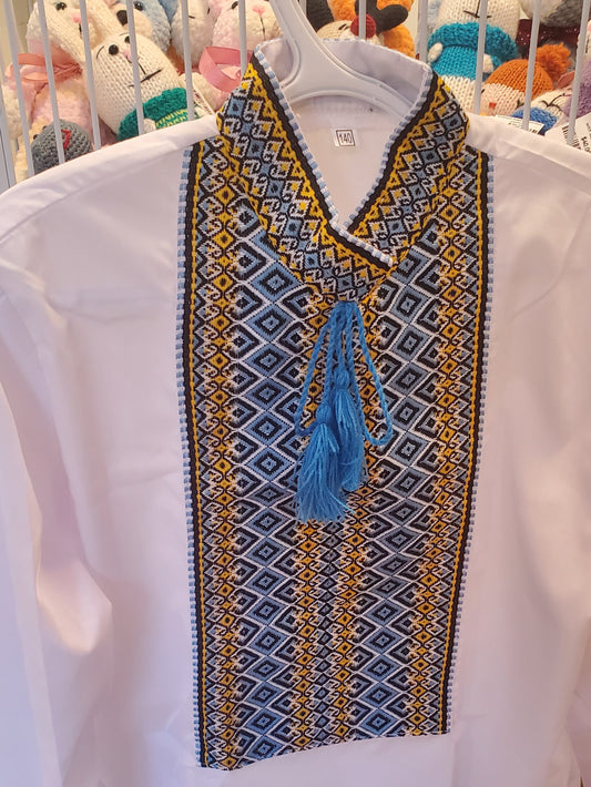 Embroidered children's shirt 140 blue/yellow