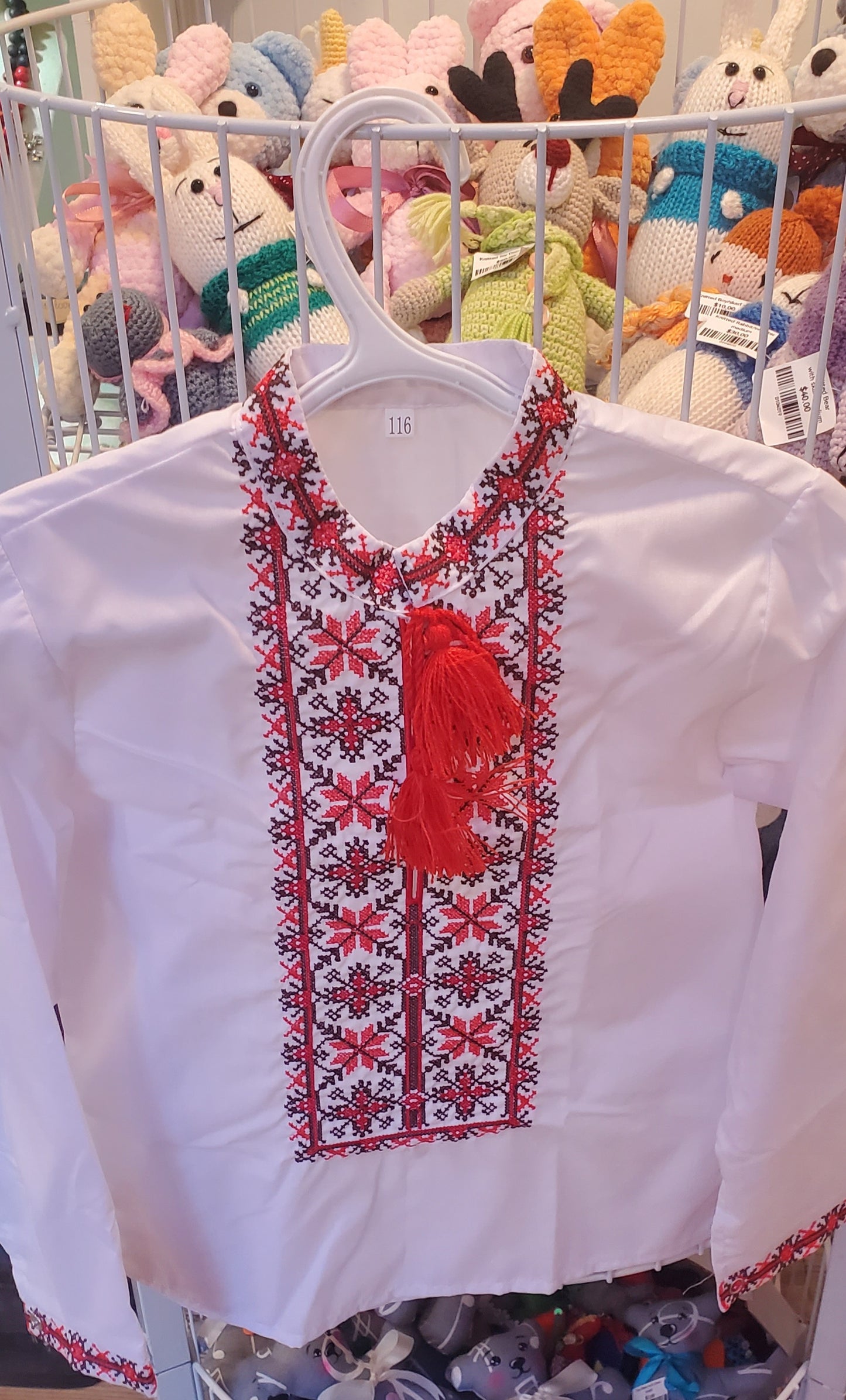 Embroidered children's shirt 122 red/blk