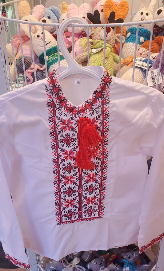 Embroidered children's shirt 122 red/blk