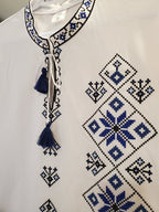 Embroidered men's T-shirt "Galychanka" (white with navy blue/black), 2XL