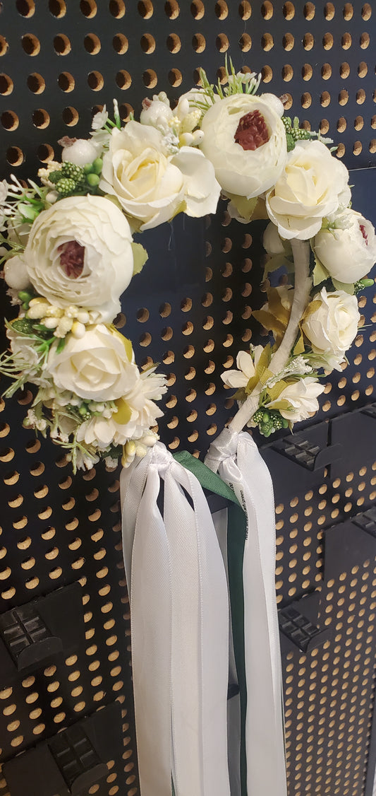Head wreath white/green flowers