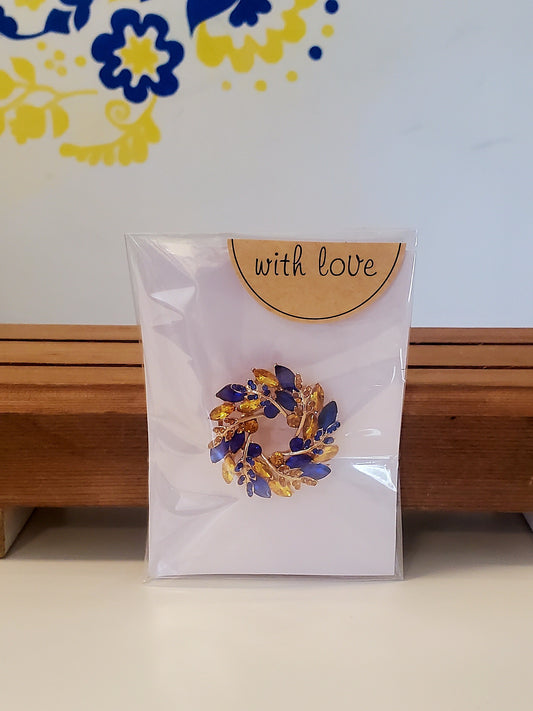 Brooch "Vinok' yellow\blue