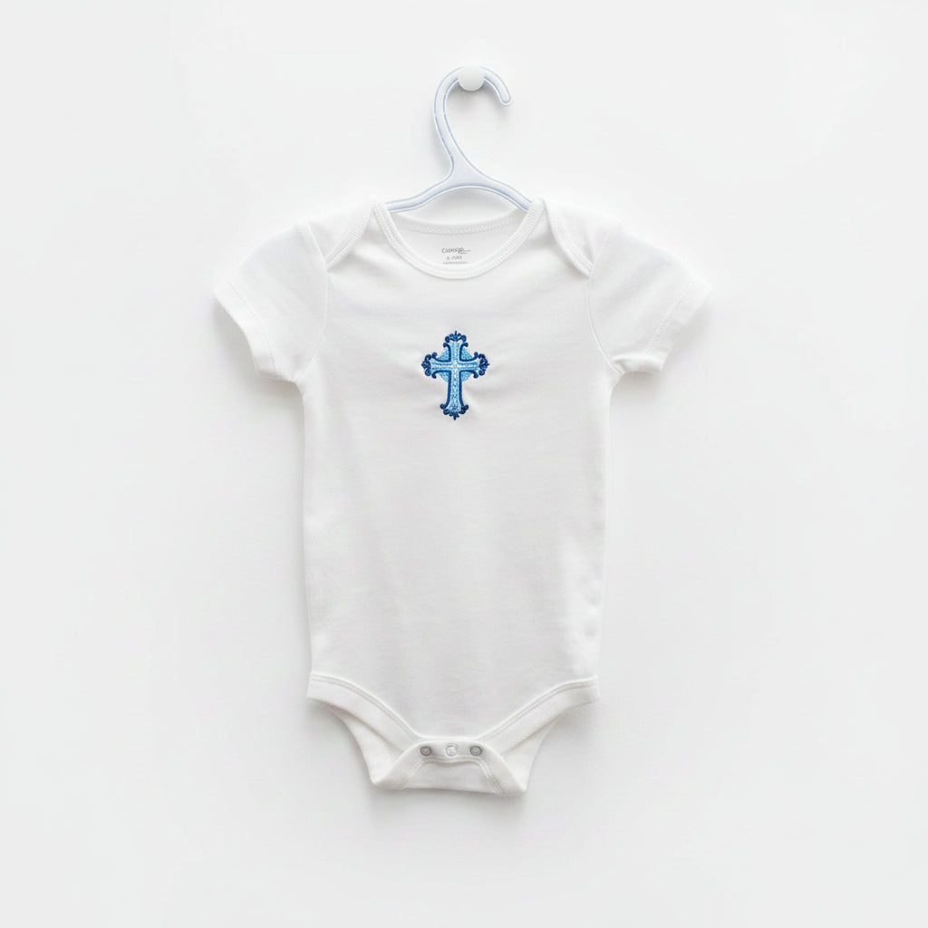 Embroidered Bodysuit with cross (6-12 months)