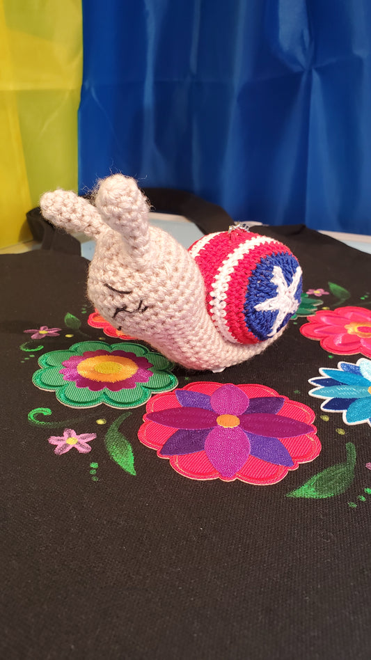Knitted Keychain Snail Superhero/Fox