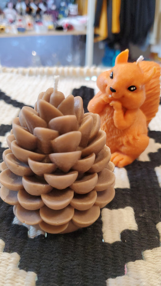 Candle Squirrel with a cone