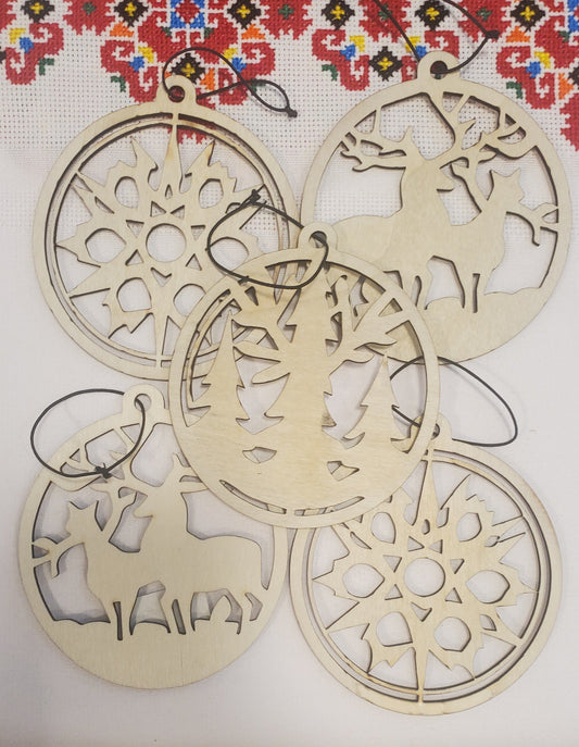 Set Wood Christmas decorations (5 pcs)