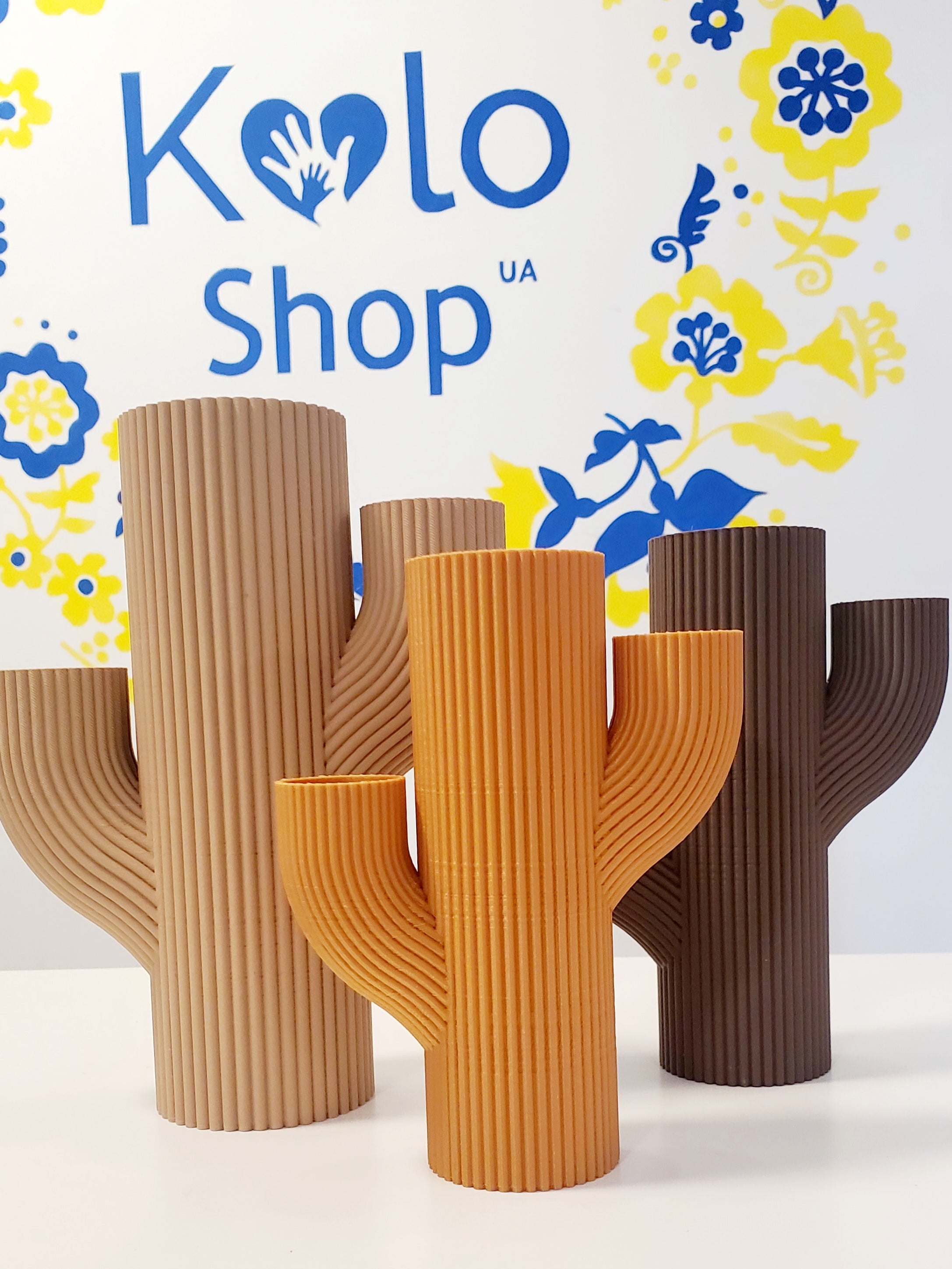 3D Printed Vase Caktus (set 3 items)